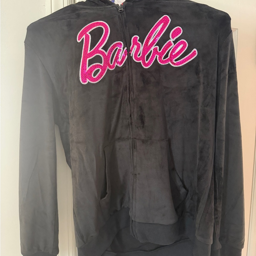 Black Barbie Hoodie with Pink Logo
